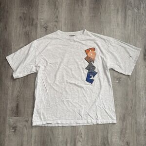 Vintage Bugle Boy Havoc Bware Risk Everything Shirt Mens XL Gray Biker 90s Tee